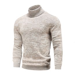 Men's Sweaters Winter Men's Turtleneck Sweaters Cotton Slim Knitted Pullovers Men Solid Color Casual Sweaters Male Autumn Knitwear 230207