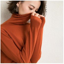 Women's Sweaters Turtleneck Sweater Women Autumn Winter Slim Pile Collar Bottoming Pullover Women's Knitted Long Sleeve Loose Top