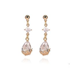 Dangle Chandelier Crystal Glass Earring For Women Unique Design Geometric Water Drop Trendy Jewellery Gift Delivery Earrings Dhn7K