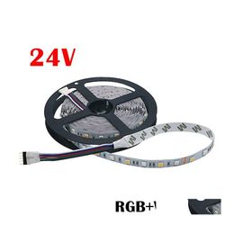 Led Strips Dc 24V Light Strip 5050 Smd Rgbw Rgbww 5M 60Leds/M Flexible Neon Tape Nonwaterproof Lamp Tv Backlight Drop Delivery Light Dhyai