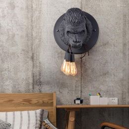 Wall Lamps Industrial Loft Cafe Bar Restaurant Decor Lighting Creative Resin Animal Design Interior Decoration Edison Bulb Fixture