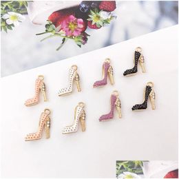 Pendant Necklaces Diy Alloy Accessories Drill Gold Oil Drop Charm Womens Highheeled Shoes Makeup Delivery Jewellery Pendants Dhgarden Dhwcv