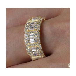 With Side Stones Iced Out Diamond Ring Luxury Designer Jewelry 8Mm Mens Rings Fashion Hip Hop Bling Gold Wedding Engagement Love Bag Dheyg