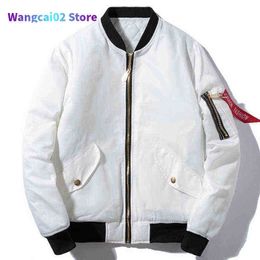 Men's Jackets Winter Bomber Pilot Jacket Men Women Solid Hip Hop Hooded Baseball Jacket Fashion Youth Windbreaker Streetwear White Black Blue 020723H