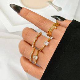 Wedding Rings Fashion Crystal Set Bohemian For Women Geometric Ring Jewellery Vintage Twist Trendy Accessories