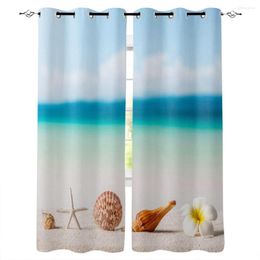 Curtain Multi-size Tropical Beach Shell Conch Starfish Flower Sea Window Curtains Polyester Fabric Living Room Home Decor