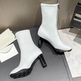 Boots 2023 Women Five Finger Sock Splittoe Plon Leather Booties Toe Heeled Black Pink White Luxury Design Runway Shoes 221201 Drop D Dh4Tm