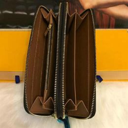 Women dual zipper Wallet Purse Zippy Wallet Men Long Wallets Fold Card Holder Passport Holder Women Long Folded Purses Po Pouch304r