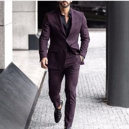 Men's Suits & Blazers Burgundy Wedding 2 Pieces Men Fashion 2023 Costume Homme Mariage Groom Prom Blazer Masculino Terno Tuxedo JacketMen's