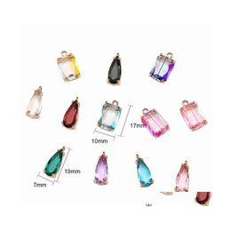 Charms Diy K9 Crystal Pendant For Necklace Earring Colorf Water Drop Square Transparent Pendants Jewellery Accessories Delivery Findin Dhsr7