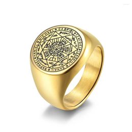 Cluster Rings Stainless Steel StarofDavid Solomon Ring The Seventh Pentacle Of Mars Finger For Men Male Lucky Jewelry