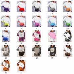Sublimation Blank Faux Bleached Pullover Hoodies Party Supplies Crewneck Hoodies Cotton Soft Feel Custom Logo US Sizes for Men Women 22 Colours