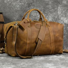 Duffel Bags Luufan Genuine Leather Men's Travel Bag Vintage Crazy Horse Male Laptop Handbag Big Capacity Luggage Tote