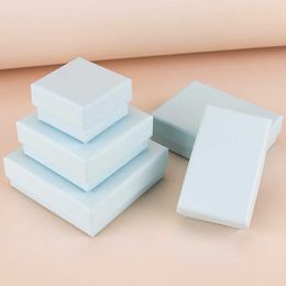 Gift Wrap Light blue gift packaging Jewellery storage ring necklace box rectangular sponge lined carton 0207