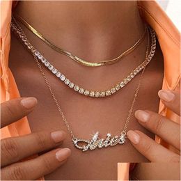 Pendant Necklaces Personality Twee Constellations Dogeared Necklace Diamond Inlaid Mtilayer Neck Chains Snake Chain Claw Ove Dhgarden Dh4Fx