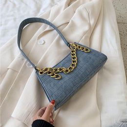 Evening Bags Summer Stone Pattern Small Shoulder For Women High Quality PU Leather Chain Ladies Hand Bag 2023 Beige Blue Yellow