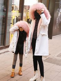 Women's Trench Coats 2023 Coat Women Army Green Large Color Raccoon Fur Hooded Parkas Outwear Long Detachable Lining Winter Jacket 0905-298