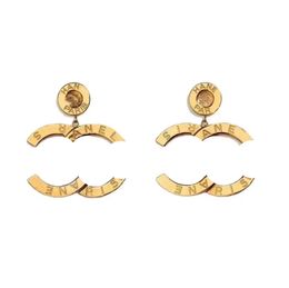 Stud 2023 Fashion style drop Earring smooth in 18K Gold plated silver words shape for Women wedding Jewellery gift With box