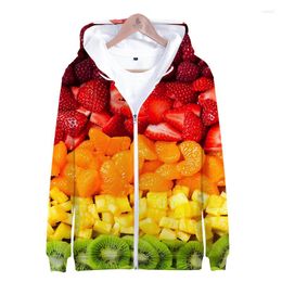 Men's Hoodies Spring Autumn 3d Print Fruit Fashion Kawaii Men Women Zipper Jacket Tops Casual Long Sleeve Zip Up Hooded Sweatshirts