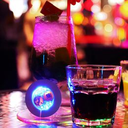 4 6 LED Novelty Lighting 3M Stickers Led Coasters Party Weding Bar Coaster Perfect Discs Up Drinks Flash Cup Coaster Flashing Shots Light Multicolors CRESTECH168