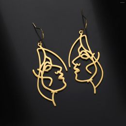 Dangle Earrings Sipuris Vintage Abstract Human Face Minimalist For Women Pendants Jewellery Earring Retro Hollow Craft Supplies