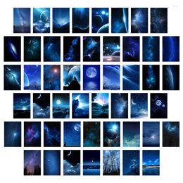 Wall Stickers 50pcs Dark Night Style Collage Kit Galaxy Stars Art Posters Planet Nebula Universe Pictures Aesthetic For Room Decor