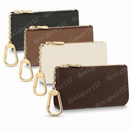 Top Quality 5 Corlors Key Pouch Coin Purse Mens Key Card Holders Handbags Leather Chain Mini Wallets #K09272g