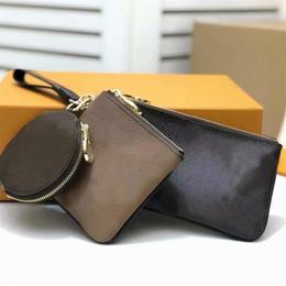 3pcs Fashion Key Pouch Coin Purse Designers Bags Keychain Leather Short Wallets Letter Card Holder Women Purses Zipper Pocket Top 244j