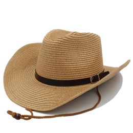 Berets Sizes Parent-child Men Women Kids Solid Straw Western Cowboy Hats Wide Brim Sunhat Summer Caps Sombrero Travel Outdoor BeachBerets