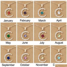 Pendant Necklaces Selling December Birthstone Moon Star Dogeared Paper Card Couple Necklace Clavicle Chain Drop Delivery Jewe Dhgarden Dhzle