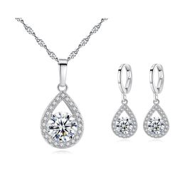 Other Jewellery Sets Water Drop Zircon Set Necklace Gift Amazon Best Selling Angel Tears Micro Delivery Dhgarden Dhhhl