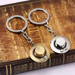 Keychains HSIC One Piece Keychain ACE Hat 3D Vintage Pendants Key Chains Metal Keyring Anime For Fans Souvenirs 11939 Fred22