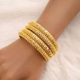 Bangle 4Pcs 24K Dubai Can Open Silver Bangles Mother Jewellery Ethiopian Bracelets For Women Arab African Wedding Jewellery Party Gifts