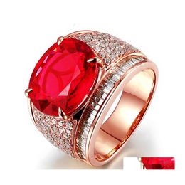 Band Rings Luxury Ruby Ring For Women Geometry Classic Sier Jewellery Large Gemstones Drop Delivery Dhqtz