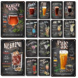 Beer Retro Metal Poster Cocktail Vintage Tin Sign Bar Restaurant Wall Art Decorative Plaque For Modern Home Room Decor Aesthetic Metal Painting Size 30X20CM w01