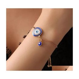 Charm Bracelets Turkish Blue Crystal Evil Eye For Women Handmade Gold Chains Lucky Bracelet Woman Jewellery 2873631 Tmmta Jmxco 2708 Q Dhno2