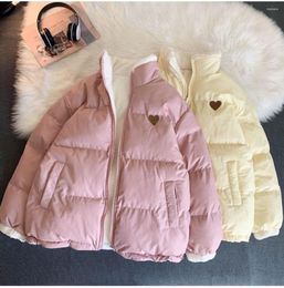 Women's Trench Coats WYBLZ Cute Embroidery Parkas Women Coat Winter Thick Hairy Korean Loose Warm Jacket Double Sided Designs Student Bread