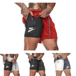 Gyms Fitness Brand Shorts Men Summer Sportswear 2 In 1 Double-deck Compression Shorts Male Tracksuits Track Joggers Short Pants Plus Size S-3XL