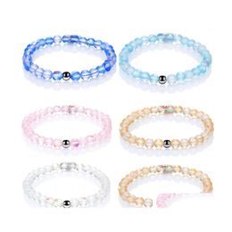 Beaded Strands Fashion Natural Flash Stone Beads Bracelets For Women Men 6Mm Ethnic Colorf Chakra Energy Yoga Bead Bangle Bracelet Dhrnk