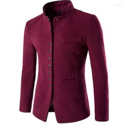Men's Hoodies AILOOGE 2023 Winter Fashion Wool Preferential Selling Single Breasted Tunic Collar Leisure Jacket Colour