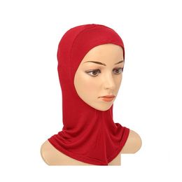 Scarves Designer Muslim Women Er Inner Hijab Woman Solid Colour Plain Underscarf Cap Scarf Mercerized Cotton Ladies Hat Drop Delivery Dh5W1