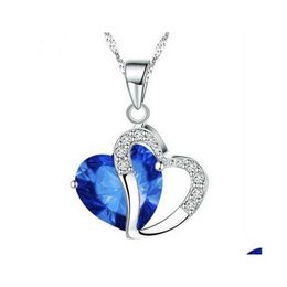 Pendant Necklaces 10 Colors Luxury Austrian Crystal Women Rhinestone Heart Shaped Sier Chains Choker Fashion Jewelry Gift Bk 151 Dro Dh76G