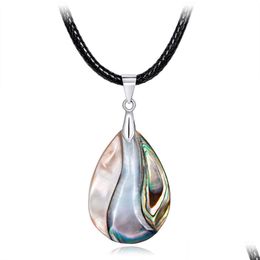 Pendant Necklaces Wholesale Fashion Dropletshaped Personality Nature Abalone Shell Necklace Euroamerican Handmade Lady For P Dhgarden Dhj9G