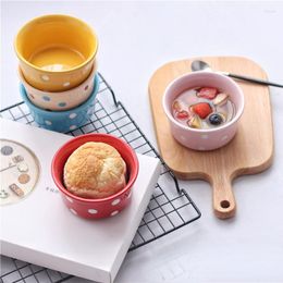 Bowls Ceramic Baking Bowl Korean Cartoon Polka Dots Rice 4inch Cup Tableware Home Kitchen Supplies Dinnerware Drop