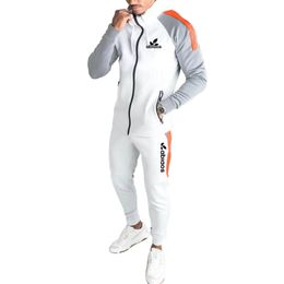 Mens Tracksuits Autumn And Winter Jogging Solid Color Sportswear Trousers Suit Zipper Hoodie Fleece Warmth Fashion Casual Wear 230207