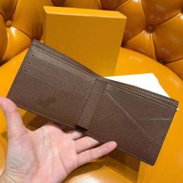 Paris plaid style Designer mens wallet famous men luxury wallets special canvas multiple short small bifold wallet with box236C