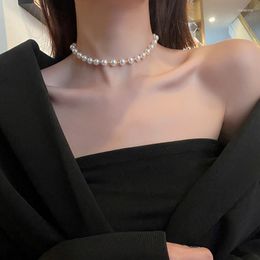 Choker Chokers Korea Design Fashion Jewelry Simple White Pearl Stretch Adjustable Necklace Elegant Women Sexy Clavicle Party NecklaceChokers