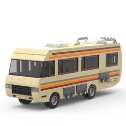 Blocks MOC Classic Movie Breaking Bad Car Building Kit White Pinkman Cooking Lab RV Vehicle Model Toys For Children Gifts 230206
