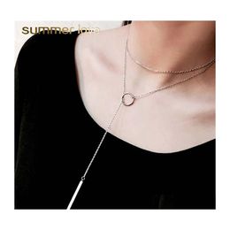 Pendant Necklaces Fashion Sliver Colour Round Tassel Necklace For Women Temperament Adjustable Sweater Long Elegant Jewellery Gift Drop Dhvq3