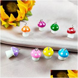 Charms 10Pcs 6 Colour Mushroom Plant Vegetable Resin Earring Diy Findings 3D Phone Keychain Bracelets Pendant For Jewellery Making Drop Dhqx2